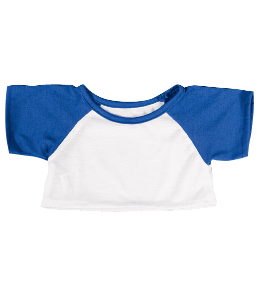 White Tee W/ Blue Sleeves | Bear World.