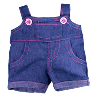 8" Denim Overalls W/ Pink Stitching | Bear World.