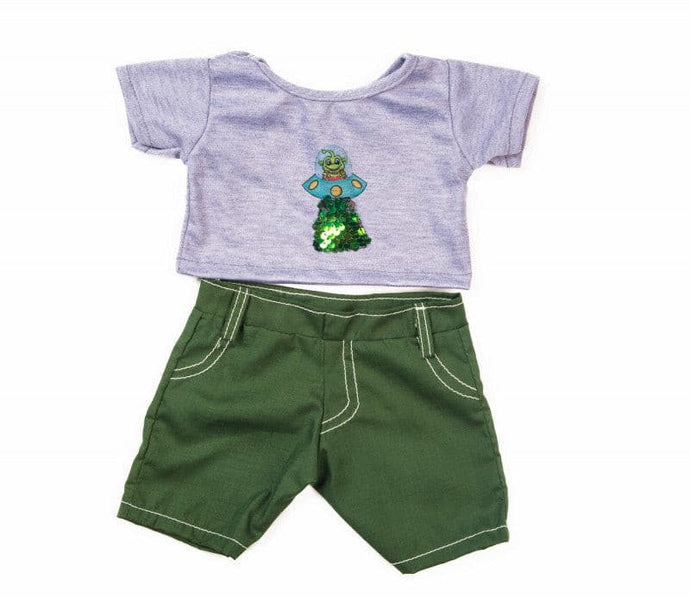 Alien  Sequin Shirt & Army Green Pants | Bear World.