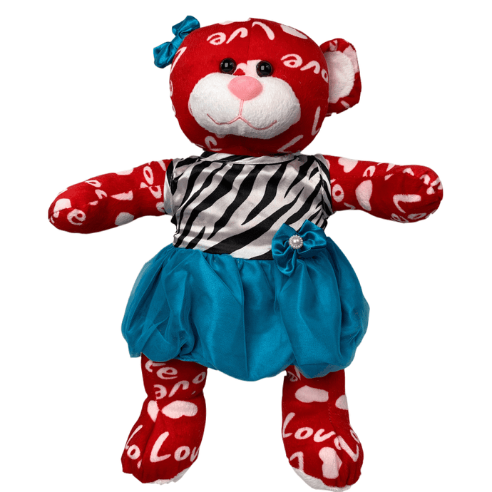 Turquoise Zebra Dress Love Bear Gift Set | Bear World.